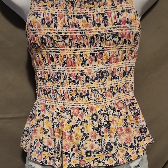 SO Pink and Blue Smocked Peplum Camisole - Picture 3 of 8